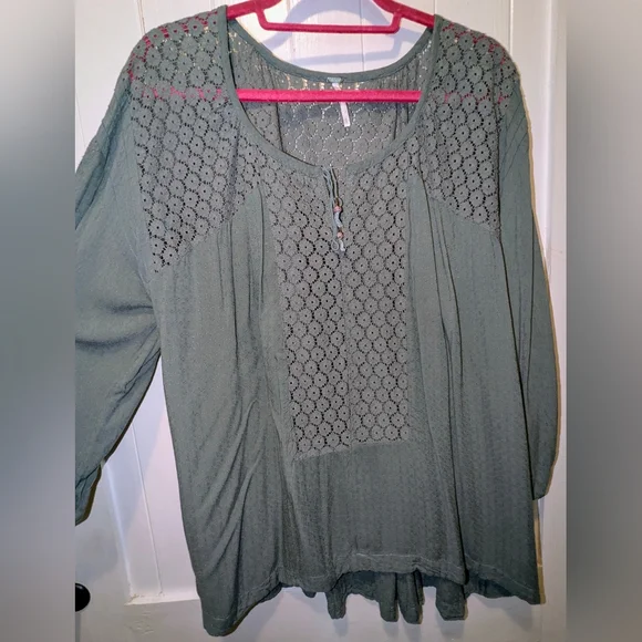 Free People Large Green Boho Top - Picture 7 of 8